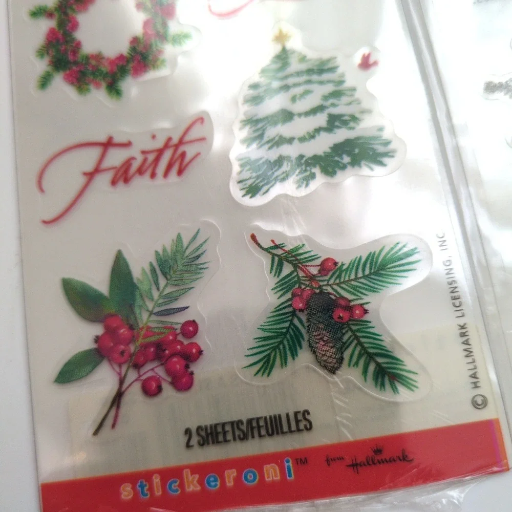 Hallmark Stickeroni Christmas Stickers Glitter Snowflakes Happy Holidays Tree